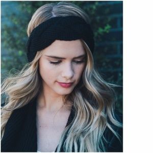 katniss // braided knit headband black ear warmer